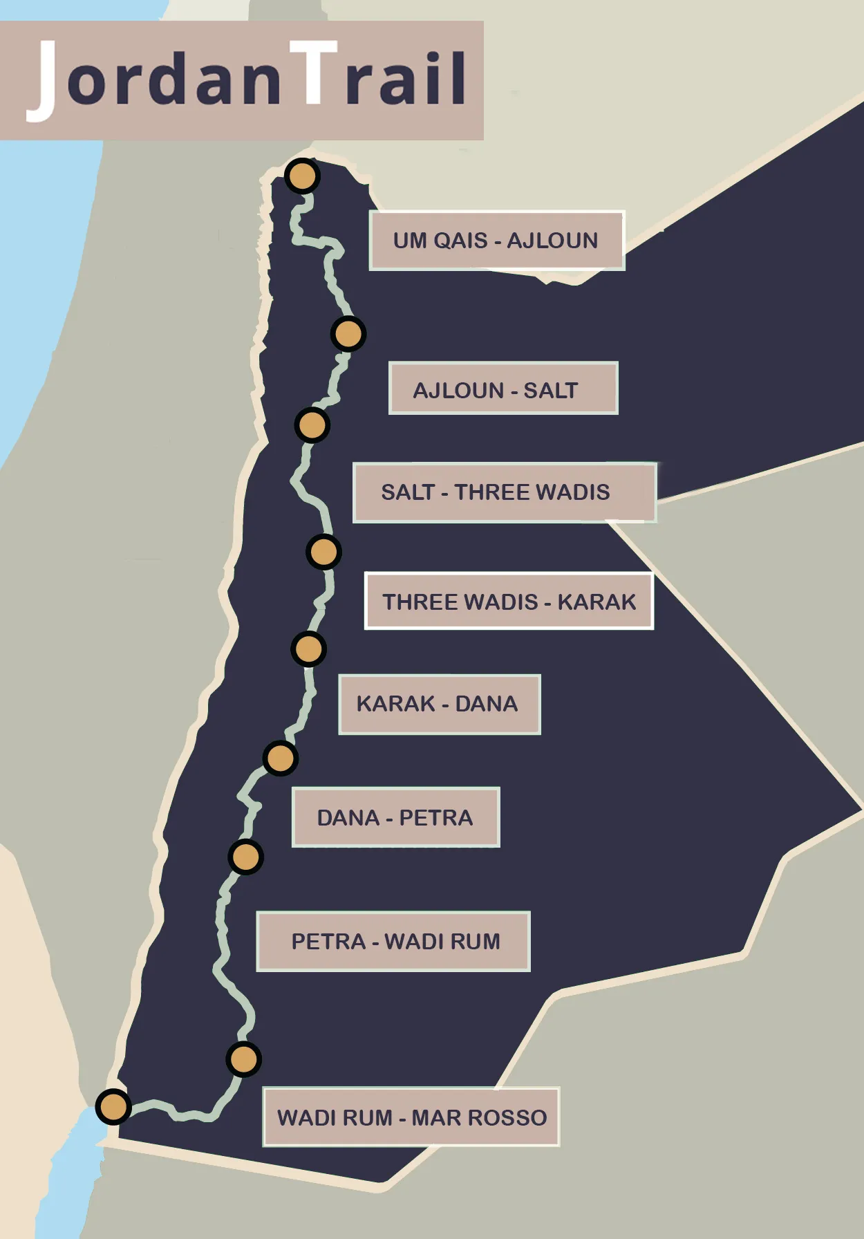 Mappa del Jordan Trail